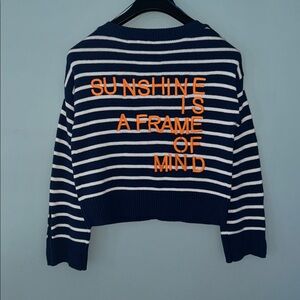 Kerri Rosenthal Pullover V-neck Sweater “Sunshine is a Frame of Mind” NWT $348